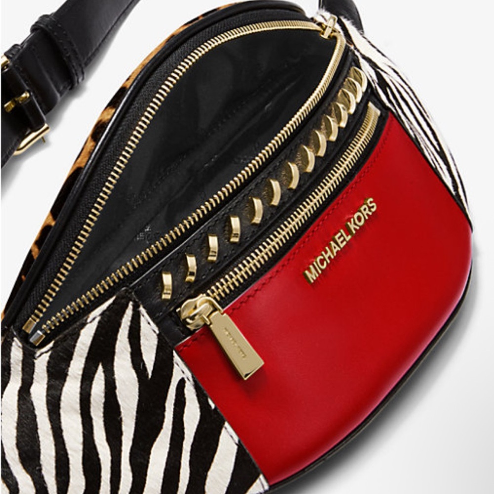 Michael Kors Red and Animal Print Belt Bag - Picture 6 of 6